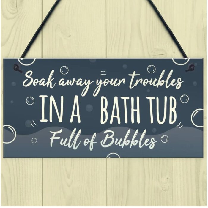 Bath Tub Bathroom Decor Toilet Door Sign