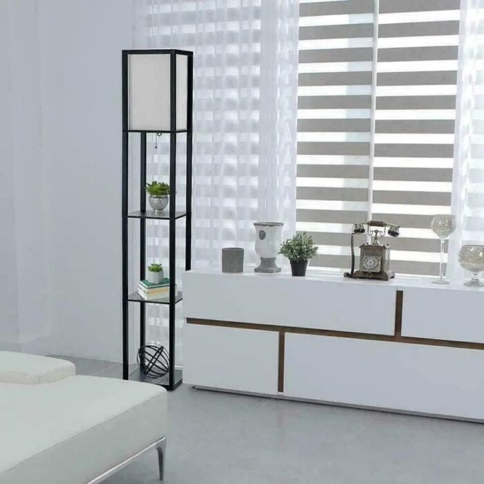 Floor Lamp Free Standing Wood 3-Tier Storage Shelf 1