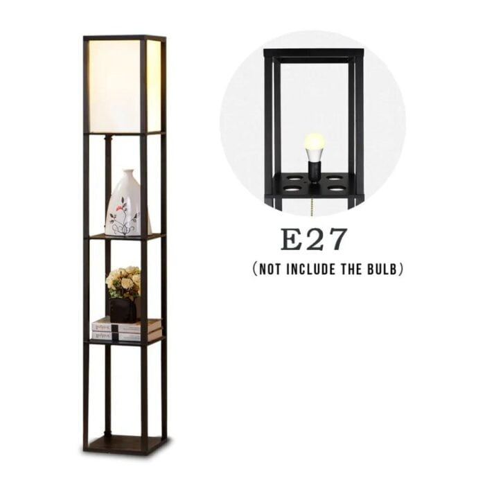 Floor Lamp Free Standing Wood 3-Tier Storage Shelf 2