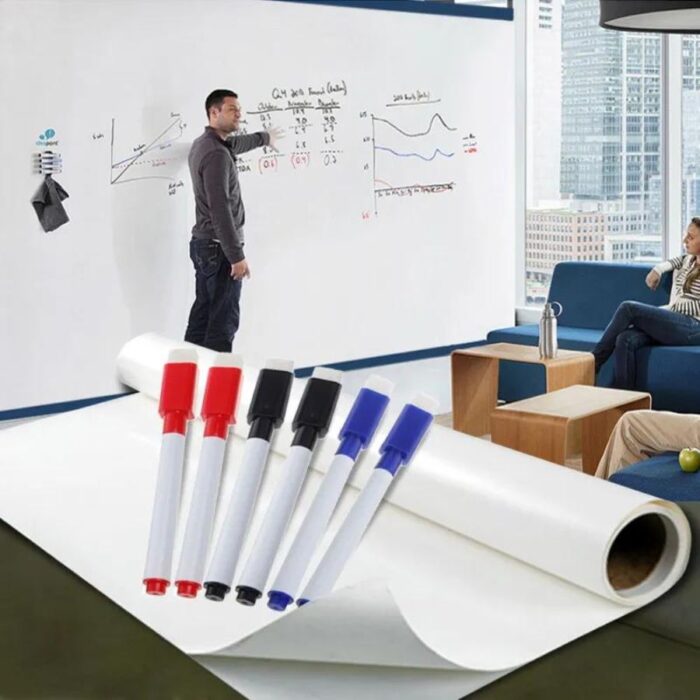 Removable Whiteboard Wall Sticker with 6 Markers